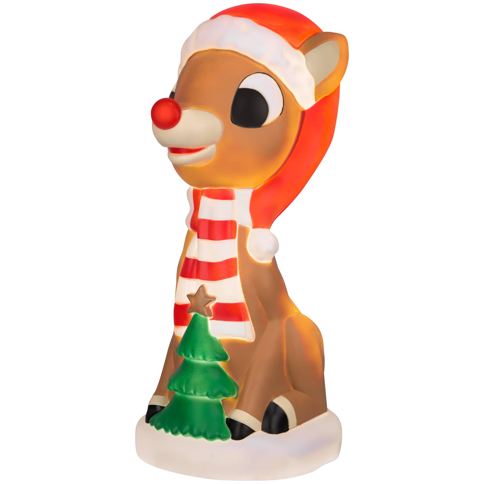 24" Rudolph Lighted Blow Mold with Christmas Tree Decor